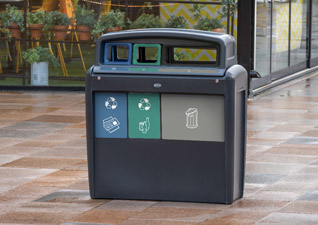 Poubelle de tri sélectif Nexus&reg; Évolution City Duo - ce conteneur de tri sélectif d’extérieur s’adapte parfaitement à votre programme de recyclage