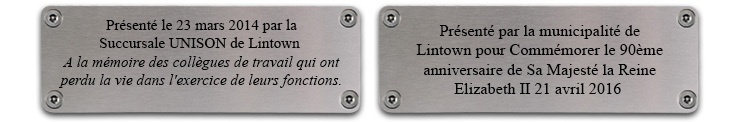Exemple de plaques comm&eacute;moratives grav&eacute;es au laser