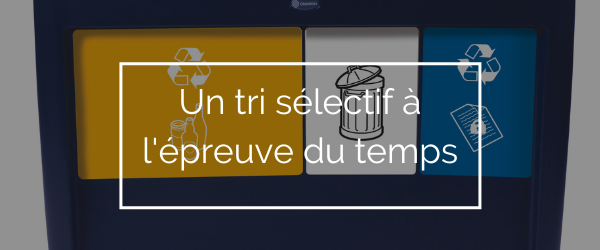 Un conteneur Nexus Evolution comportant l&rsquo;inscription &lsquo;tri s&eacute;lectif &agrave; l'&eacute;preuve du temps&rsquo; sur le panneau avant