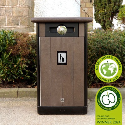 Poubelle urbaine Origin&trade; Horizon 110 Fabriqu&eacute;e &agrave; partir de mat&eacute;riaux recycl&eacute;s