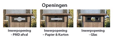 Wat is dit? Origin&trade; Horizon 110 afvalscheidingsbak - Keuze uit toegeweide inwerpopeningen met toegang vanaf alle zijden
