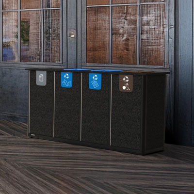 Origin&trade; Infinity Quad 280 liter recyclingstation 4 Afvalstromen