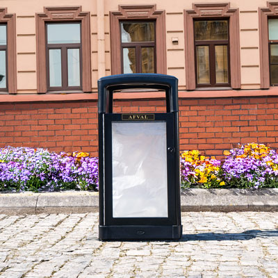 Origin&trade; Vision 110 transparante veiligheidsafvalbak Gemaakt van gerecycled materiaal