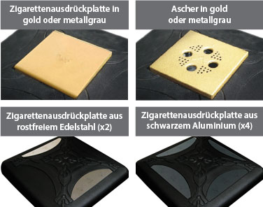 Was ist das? Optionale Ascherdeckel und Zigarettenausdr&uuml;ckplatten