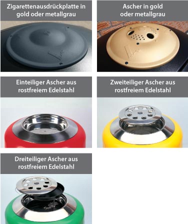 Was ist das? Optionale Ascherdeckel und Zigarettenausdr&uuml;ckplatten