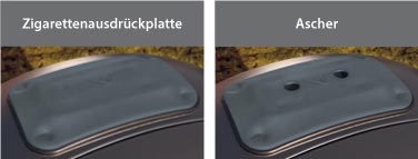 Was ist das? Optionale Ascherdeckel und Zigarettenausdr&uuml;ckplatten