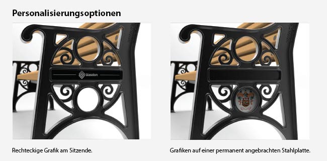 personalisierungsoptionen f&uuml;r Lowther Sitzbank