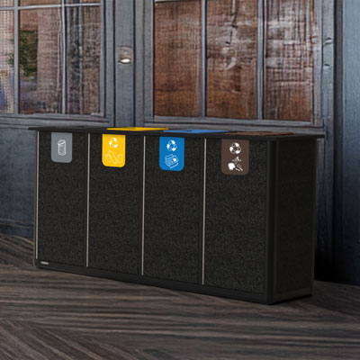 Origin&trade; Infinity Quad 280 Liter Recyclingstation 4 Abfallstr&ouml;me