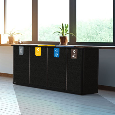 Origin&trade; Infinity Quad 280 Liter Slimline Recyclingstation 4 Abfallstr&ouml;me