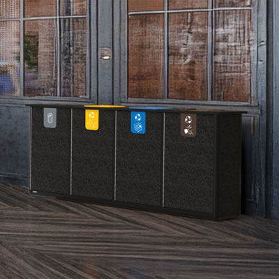 Origin&trade; Infinity Quad 440 Liter Recyclingstation 4 Abfallstr&ouml;me