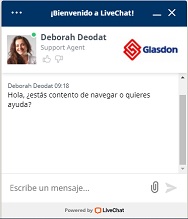 Servicio Chat en Vivo Glasdon - Hable con un experto.