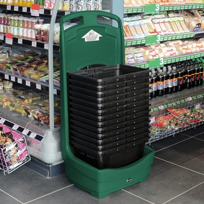 Soporte m&oacute;vil para cestas Basket Buddy&trade;