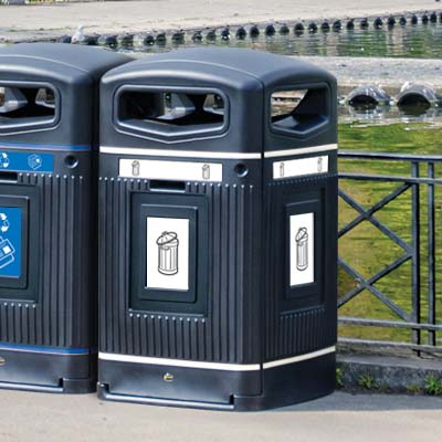 Papelera para cubo con ruedas Glasdon Jubilee&trade; 240 litros para residuos gen&eacute;ricos