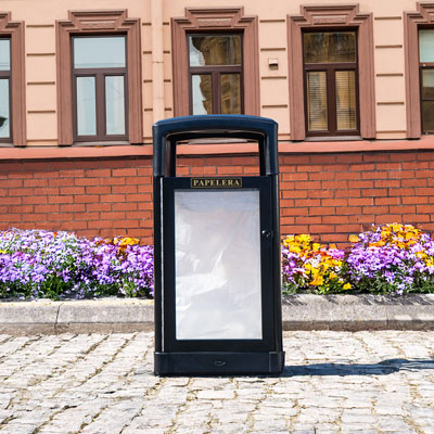Papelera de seguridad transparente Origin&trade; Vision 110 Fabricado con materiales reciclados