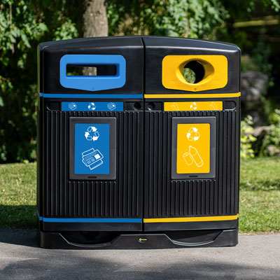 Papelera para reciclaje Glasdon Jubilee&trade; Duo 220 Papelera doble para residuos reciclables