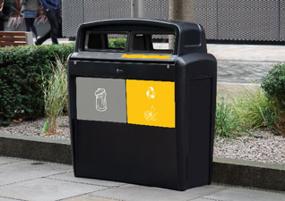 Poubelle de tri sélectif Nexus&reg; Évolution City Duo - ce conteneur de tri sélectif d’extérieur s’adapte parfaitement à votre programme de recyclage