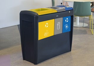 Poubelles de tri sélectif modulaire Nexus® Évolution trio pour emballages, déchets et papier