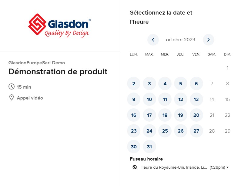 Image du service de d&eacute;monstration en direct de Glasdon