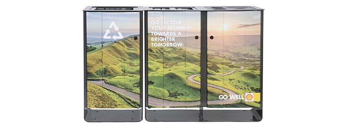 Electra™ Recycling Bin with full-body graphics