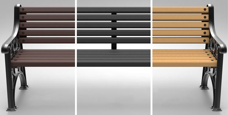 Lattes en Enviropol Marron, en Enviropol Noir et en Timberpol pour le Banc Lowther™