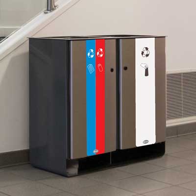 Poubelle de tri s&eacute;lectif Electra&trade; 170 Trio avec collecteur de gobelets