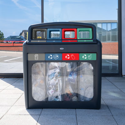 Poubelle de tri Nexus&reg; &Eacute;volution City Vision Quatro Quatre flux de d&eacute;chets