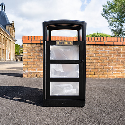 Poubelle transparente Origin&trade; Aspect 110 Vigipirate Fabriqu&eacute;e &agrave; partir de mat&eacute;riaux recycl&eacute;s