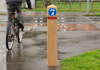 Glenwood™ wood effect bollard for cycle lane