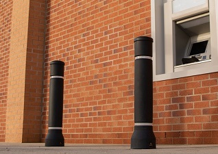 Neopolitan™ 20 guardsman anti ram raid bollard by cash machine for protection