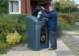 Nexus™ City 140 External Litter Bin outside a residential block of houses