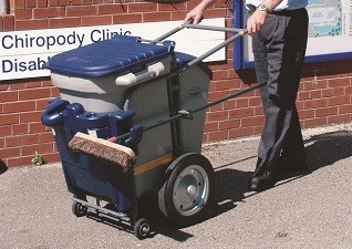 Single Space-Liner™ orderly barrow cleaning trolley in use by clinic