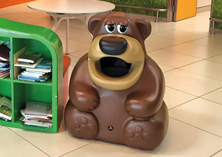 TIdyBear™ novelty school litter bin in bear shape in classroom library