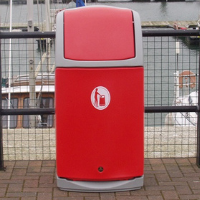 Combo&trade; Waste Bin in Cool Light Grey with Red Door and Red Aperture Colour