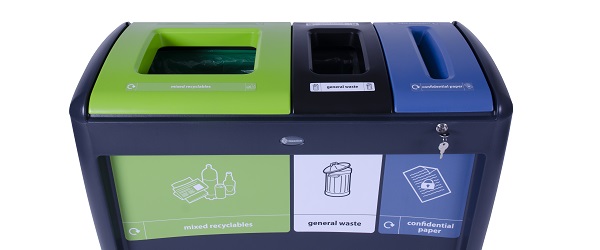 Close up of a Nexus Evolution Recycling Bin
