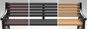 Which materials do Glasdon use for their seats and benches?