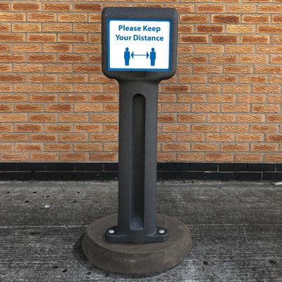 Infomaster&trade; Portable Sign Bollard Ideal for social distancing signage / COVID-19 Information