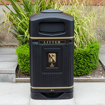 Glasdon waste bin split graphic and aperture flap