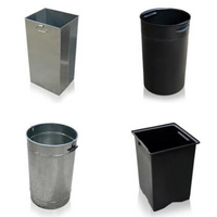 2 metal liners and 2 plastic liners in different shapes