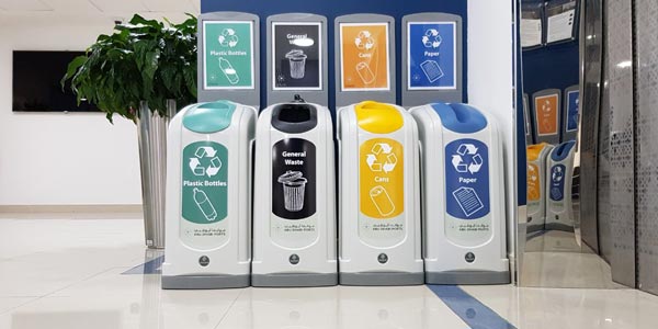 Nexus 50 Recycling Containers sited side-by-side as a recycling bank at Abu Dhabi Ports