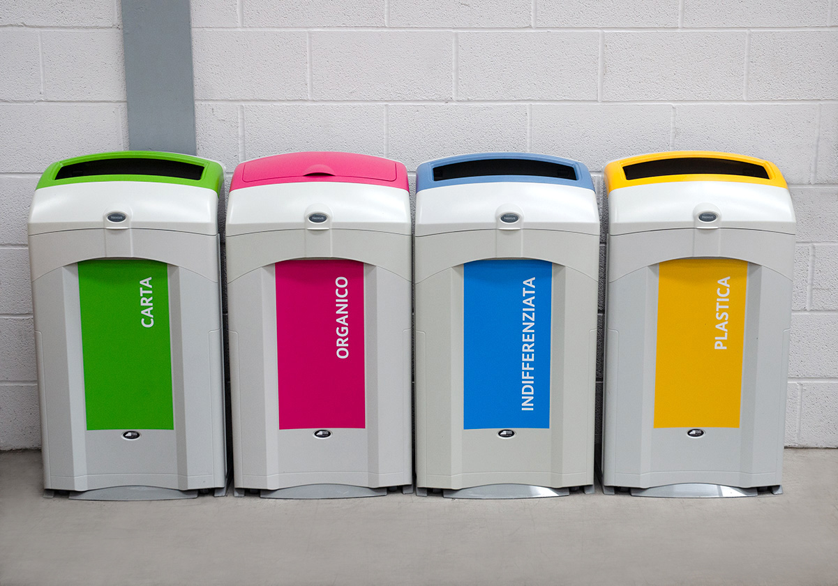 Nexus&reg; 100 Recycling Bins with personalised apertures and front graphics