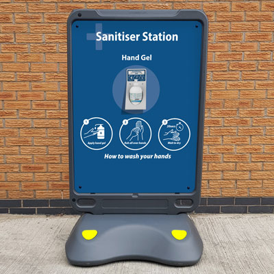 Advocate&trade; Poster Display Sanitiser Station Free Standing Hand Sanitiser Station for Gel and Wipes