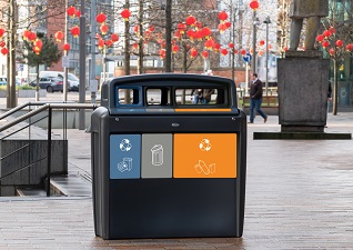 Nexus® Evolution City Trio Afvalscheidingsbak voor buiten met drie afvalstromen