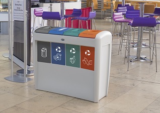 Nexus® Evolution Quad 160 liter afvalscheidingsbak voor vier afvalstromen