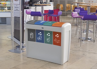 Nexus® Evolution quad afvalscheidingsbak voor afval, papier en karton, glas en pmd-afval
