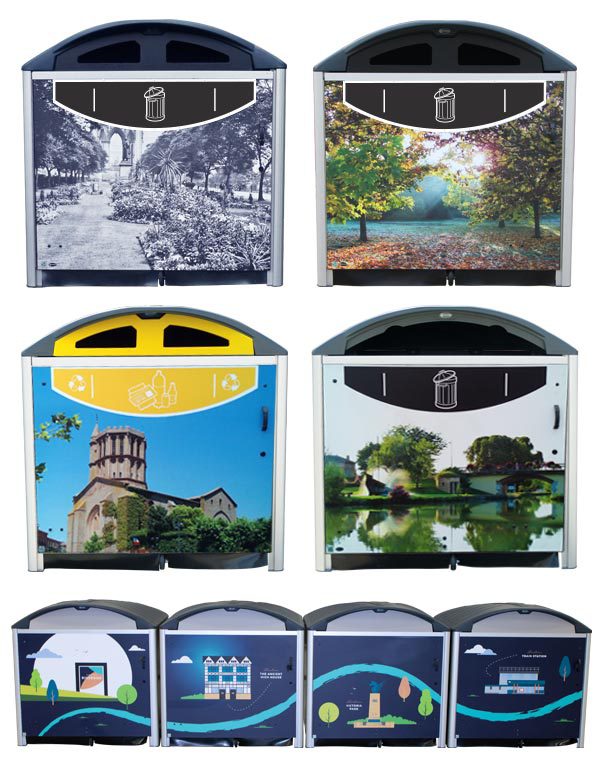 Modus™ Wheelie Bin Housings featuring personalised graphics