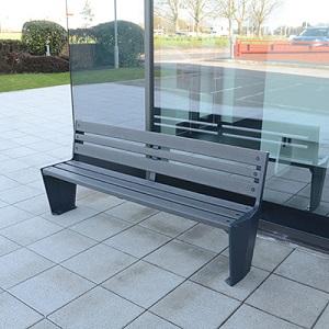 Vistra parkbank met atracietgrijs timberpol latten