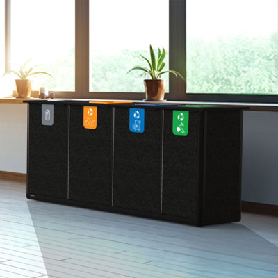 Origin&trade; Infinity Quad 280 liter Slimline recyclingstation 4 Afvalstromen