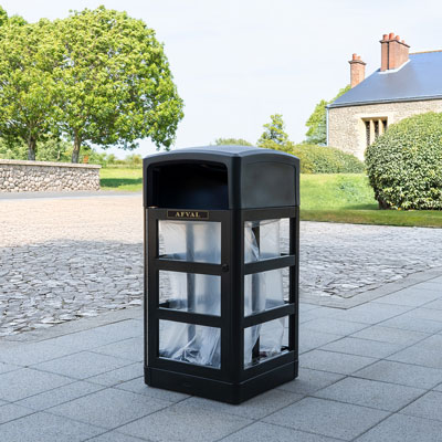 Origin&trade; Aspect 110 transparante veiligheidsafvalbak Gemaakt van gerecycled materiaal