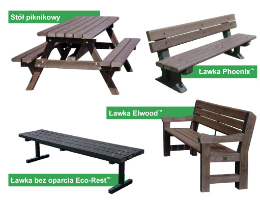 różne siedzenia z materiału pochodzącego z recyklingu