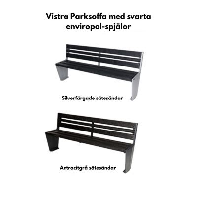 Vistra parksoffa med svarta enviropol-spj&auml;lor
